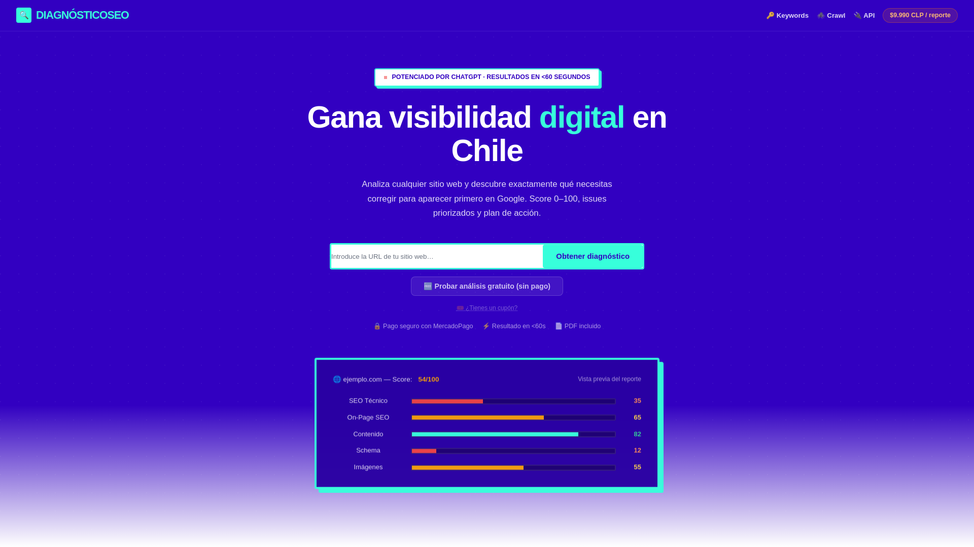 website screenshot of https://diagnosticoseo.com/