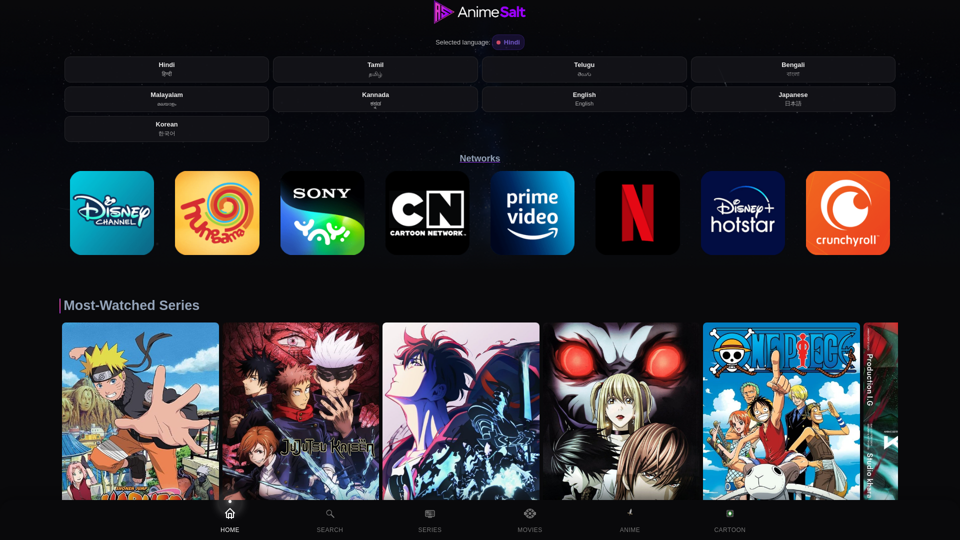 website screenshot of https://animesalt.top