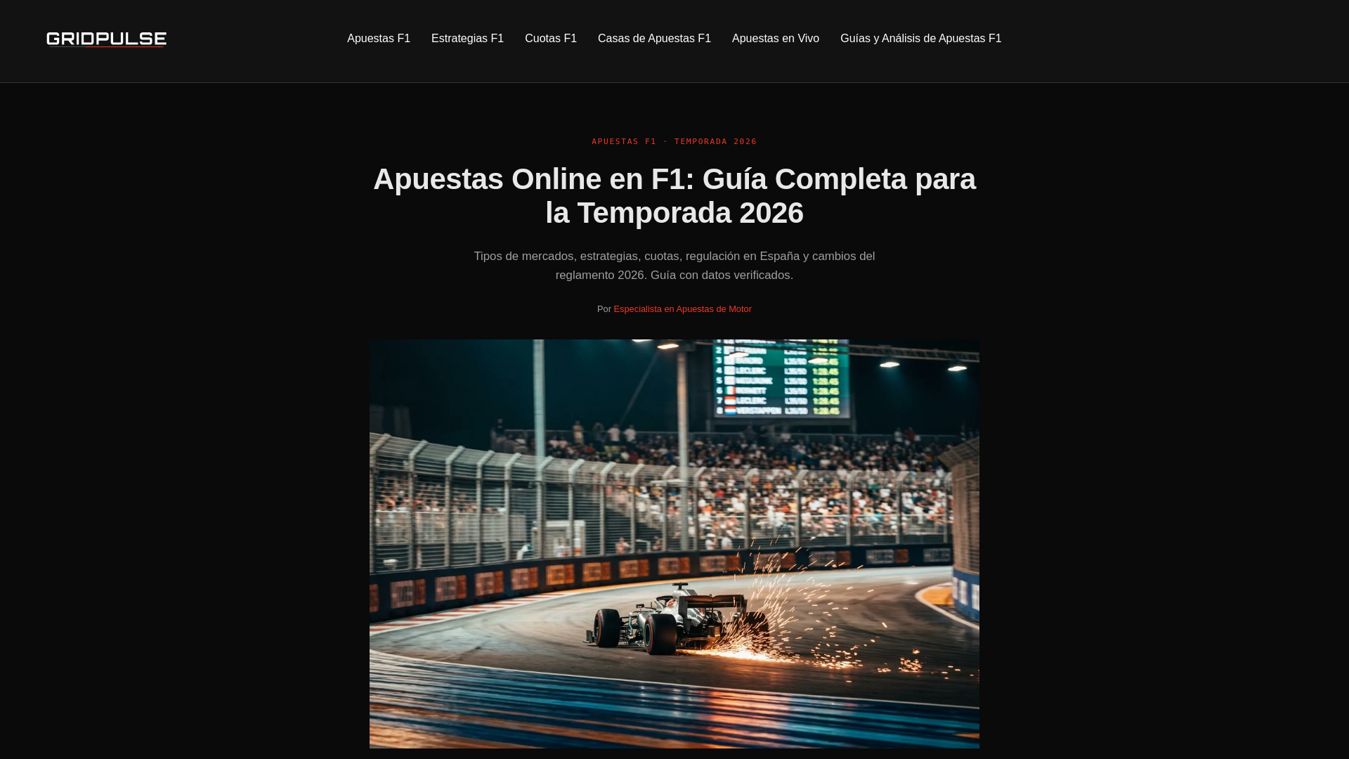 website screenshot of https://apuestasonlinef1.com/
