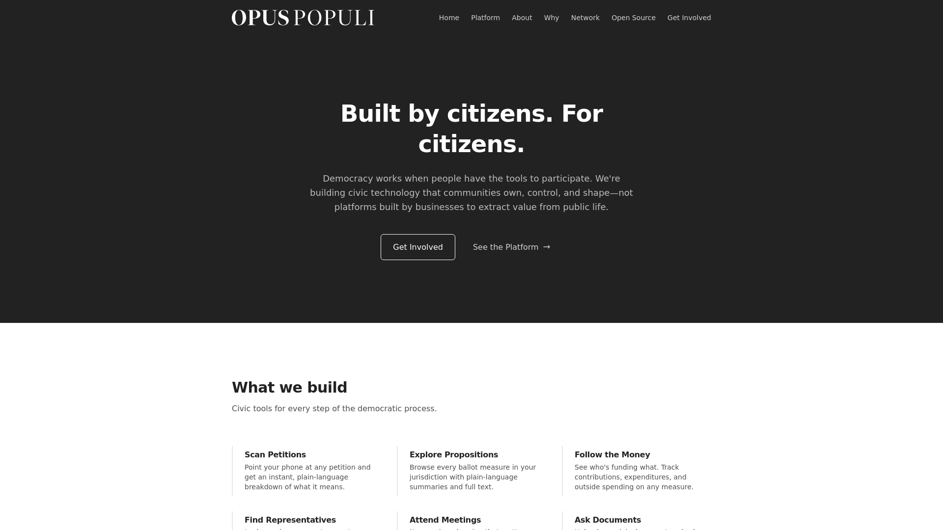website screenshot of https://opuspopuli-landing.pages.dev/