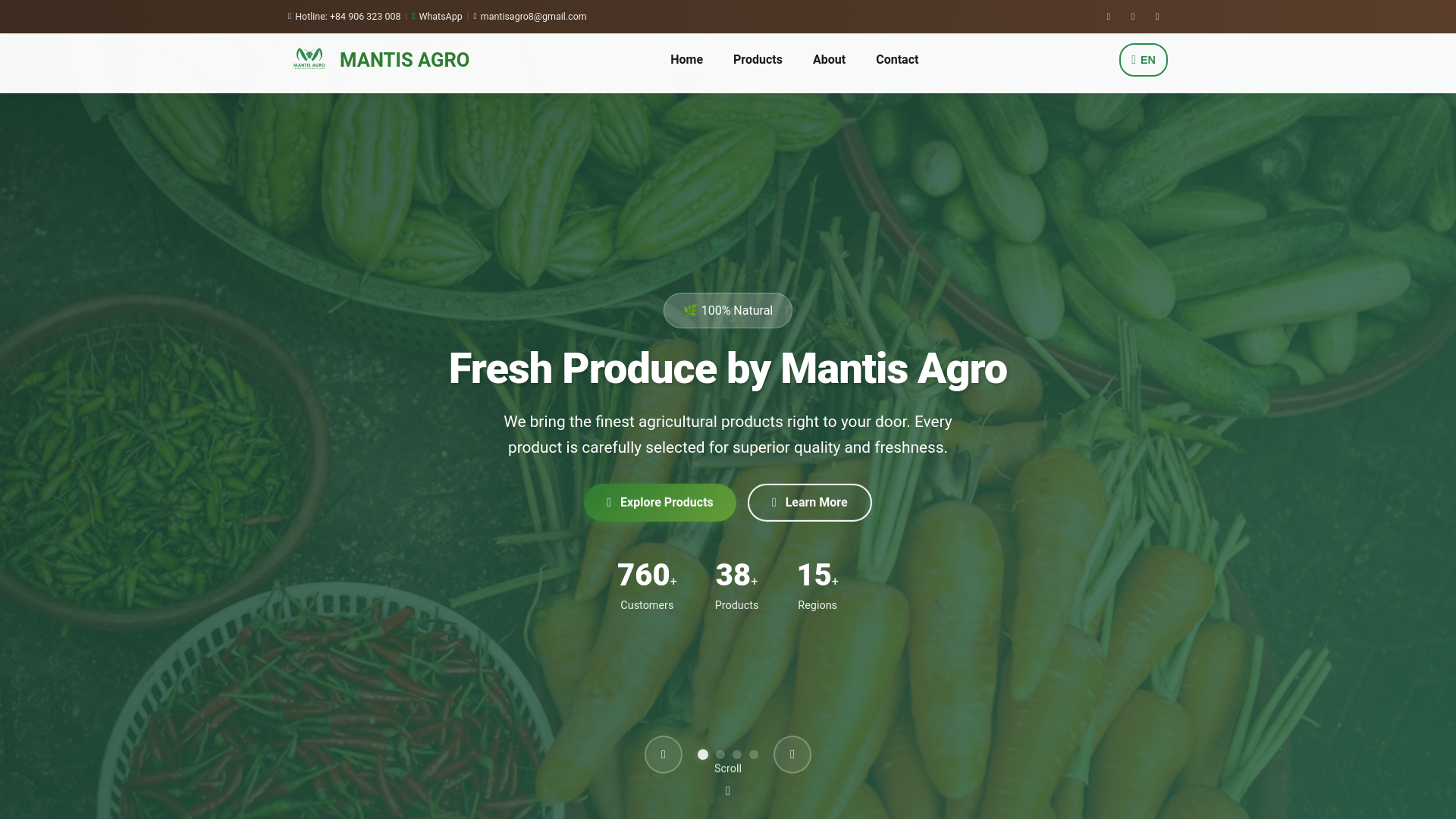 website screenshot of https://mantis-agro.com
