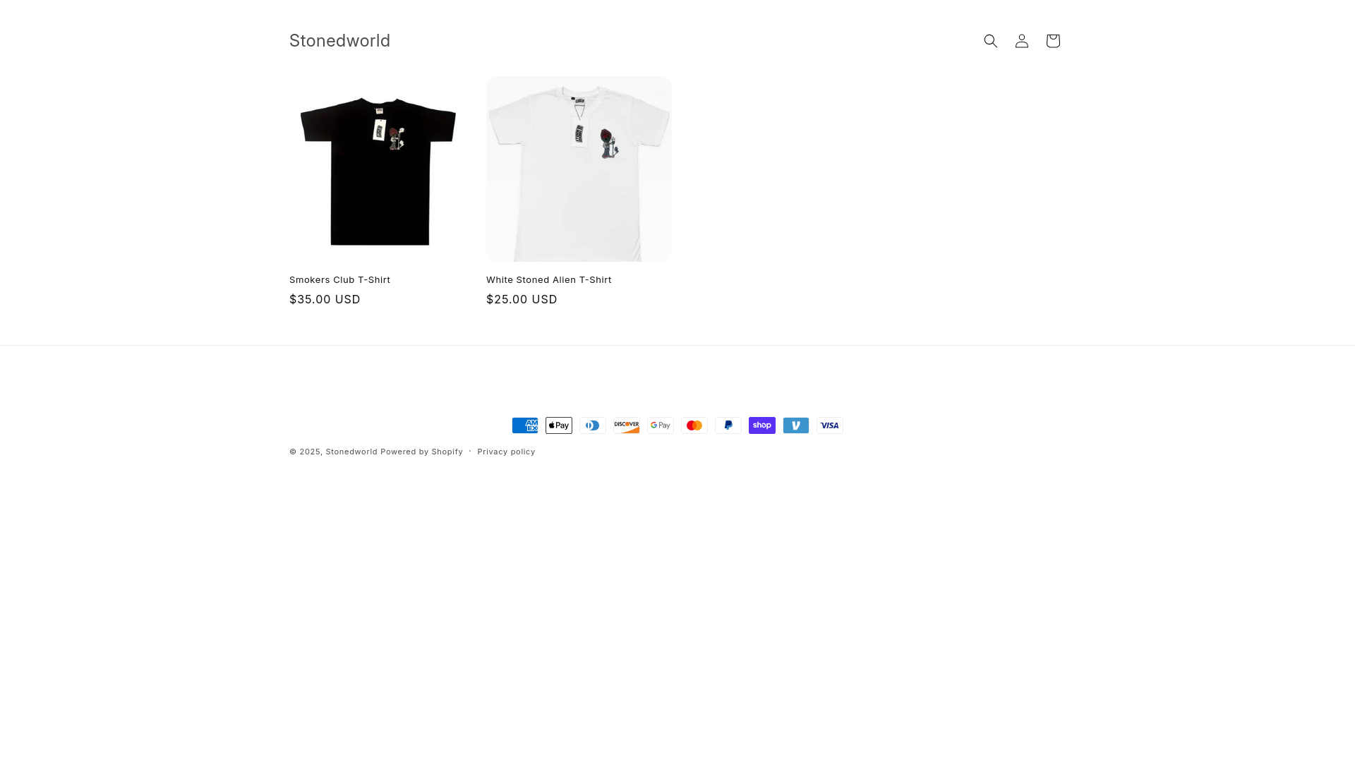website screenshot of https://stonedworld.store/