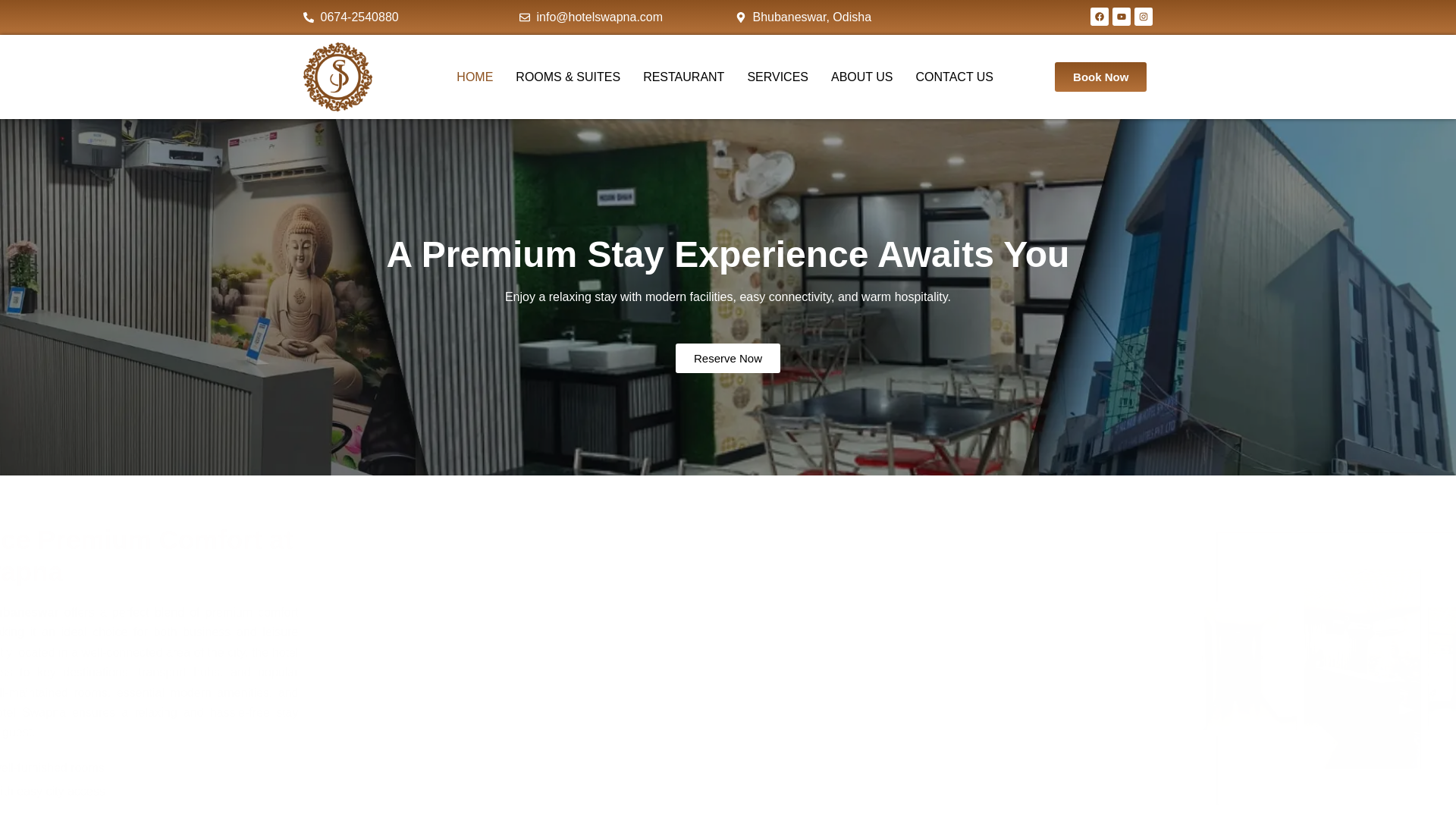 website screenshot of https://hotelswapna.com