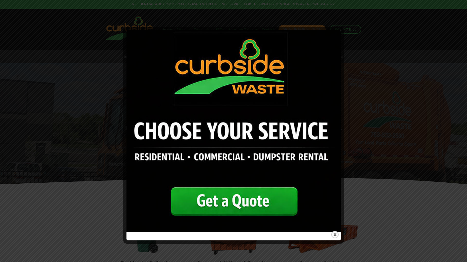 website screenshot of https://maplegrovedumpster.com/