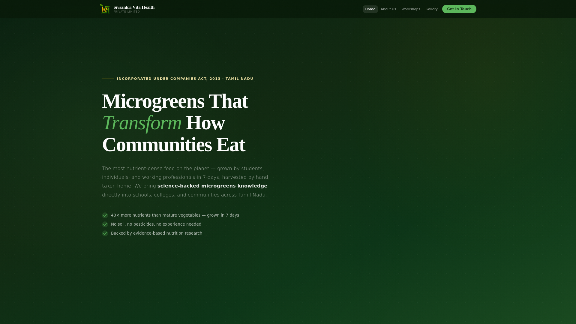 website screenshot of https://sivsankrivitahealth.in/