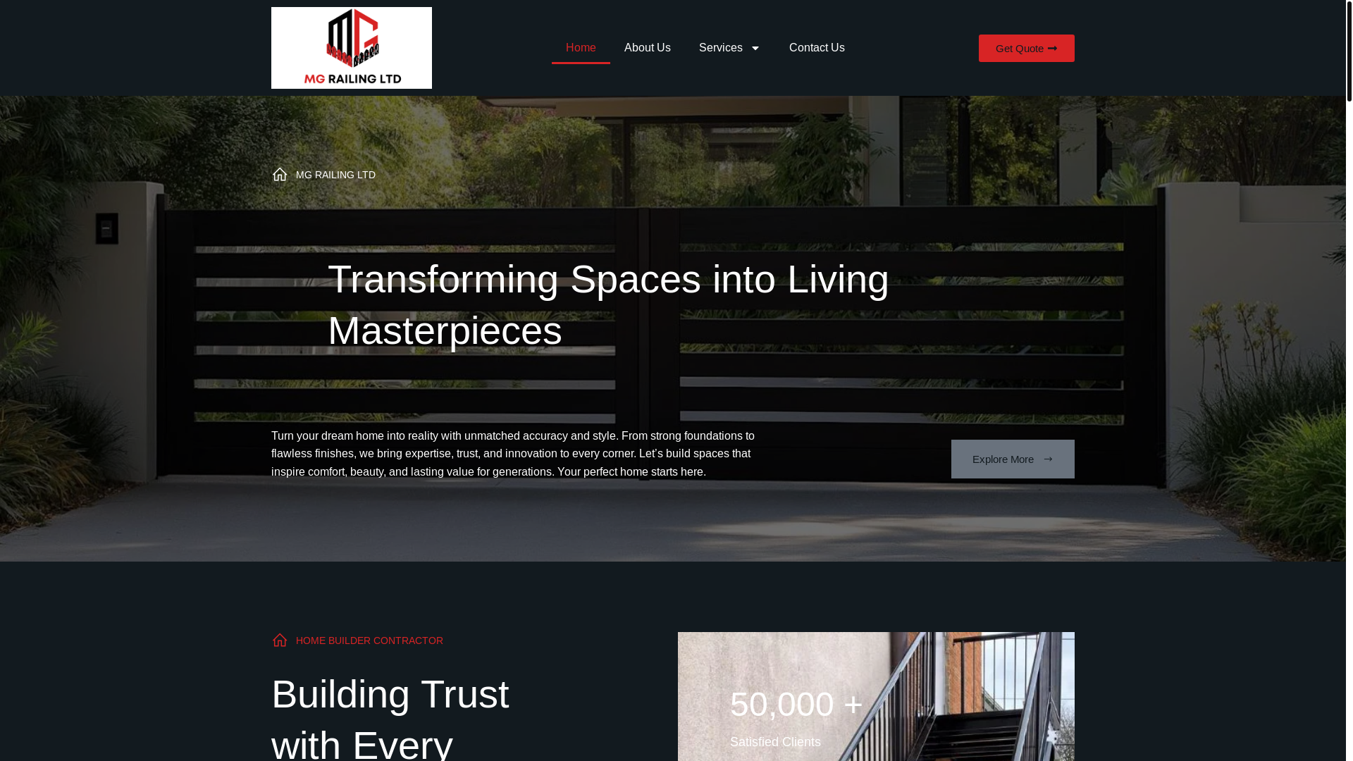 website screenshot of https://mgrailingltd.com/