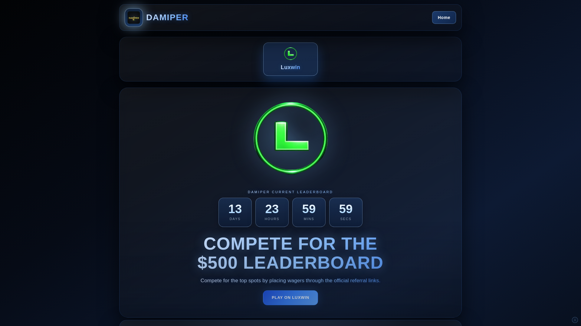 website screenshot of https://damiperprizes.com
