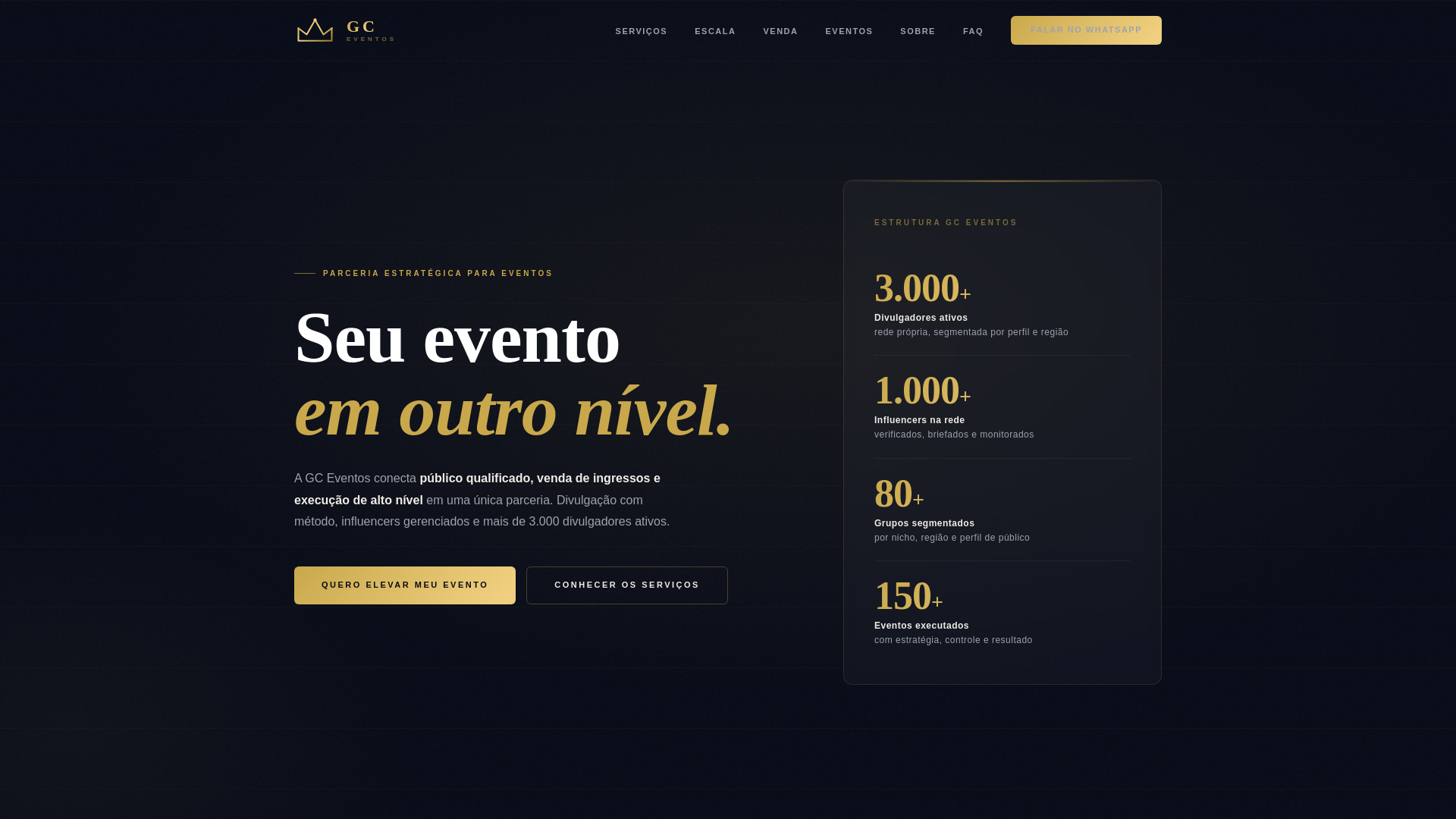 website screenshot of https://gceventos.org