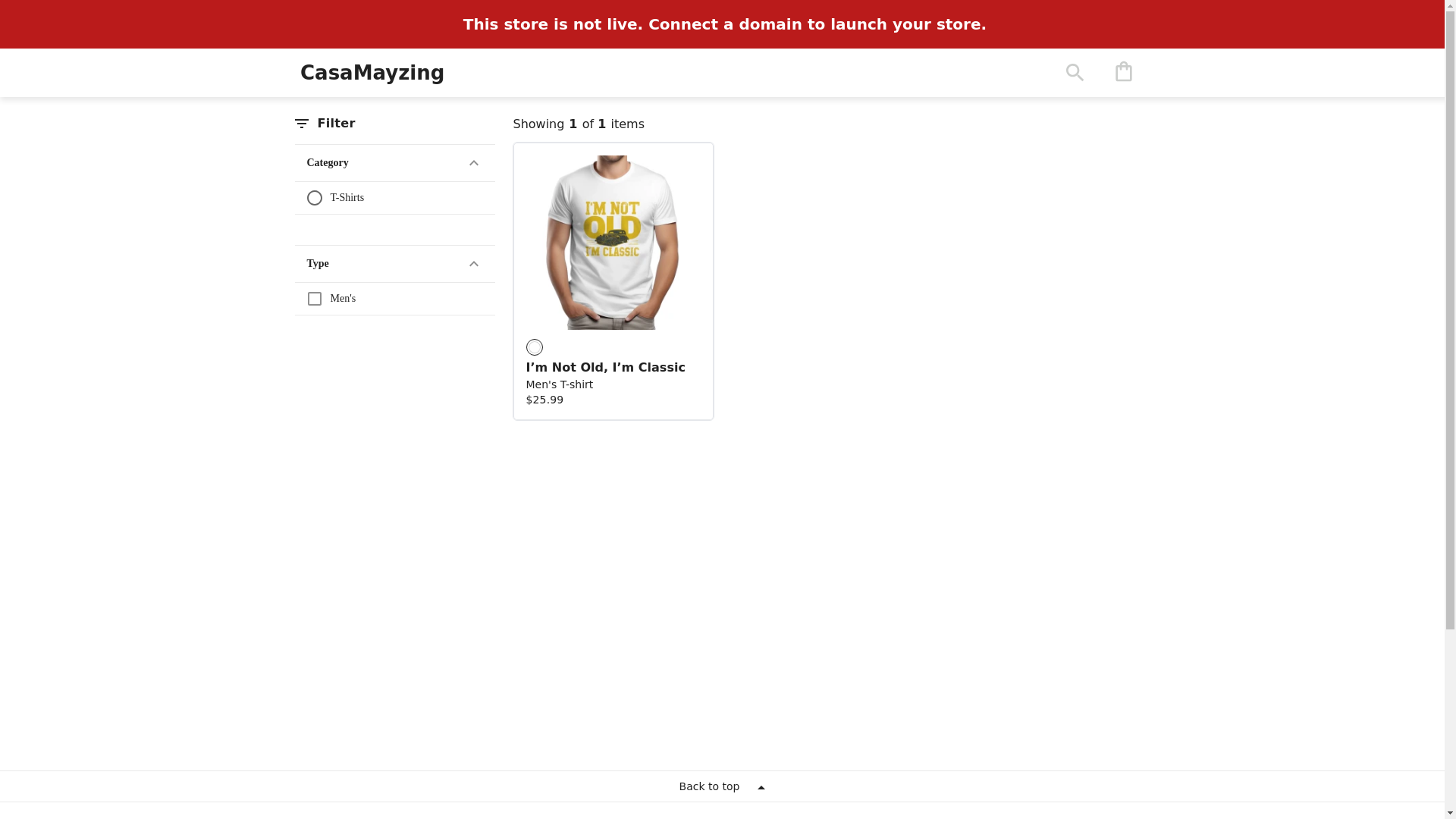 website screenshot of https://casashirts.store/