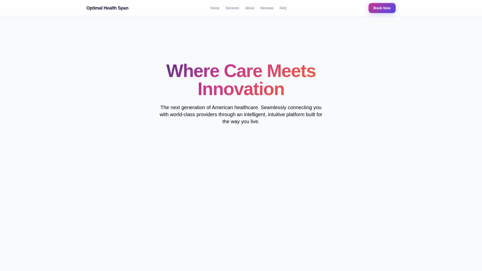 website screenshot of https://optimalhealthspan.org
