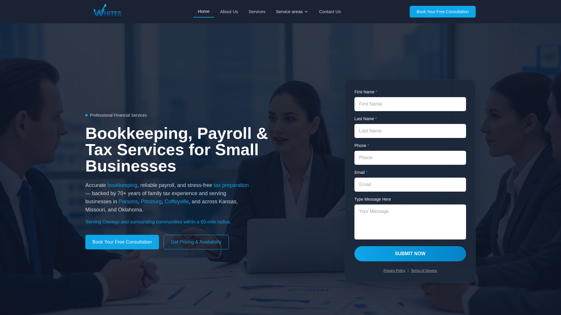 website screenshot of https://whitestaxserviceandbookkeeping.com/