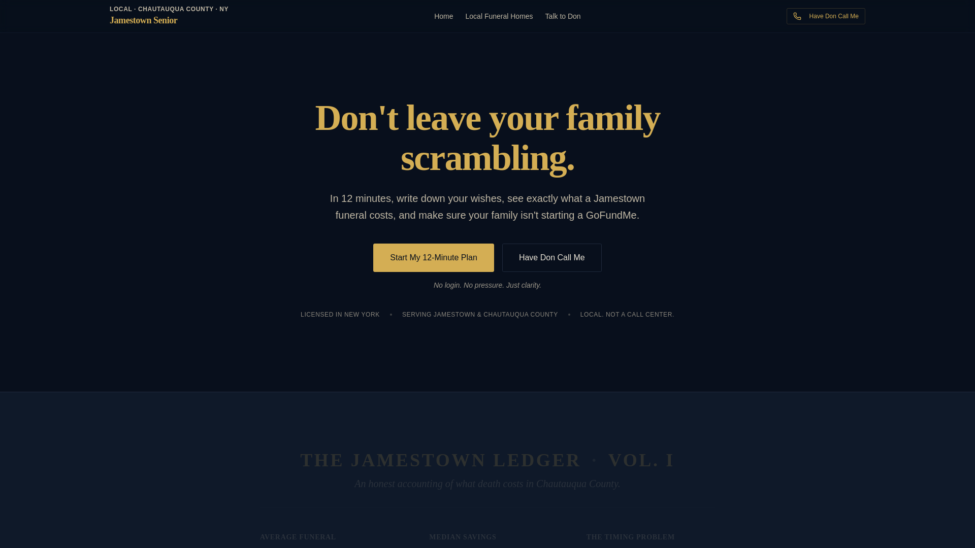 website screenshot of https://jamestownestateplan.org/