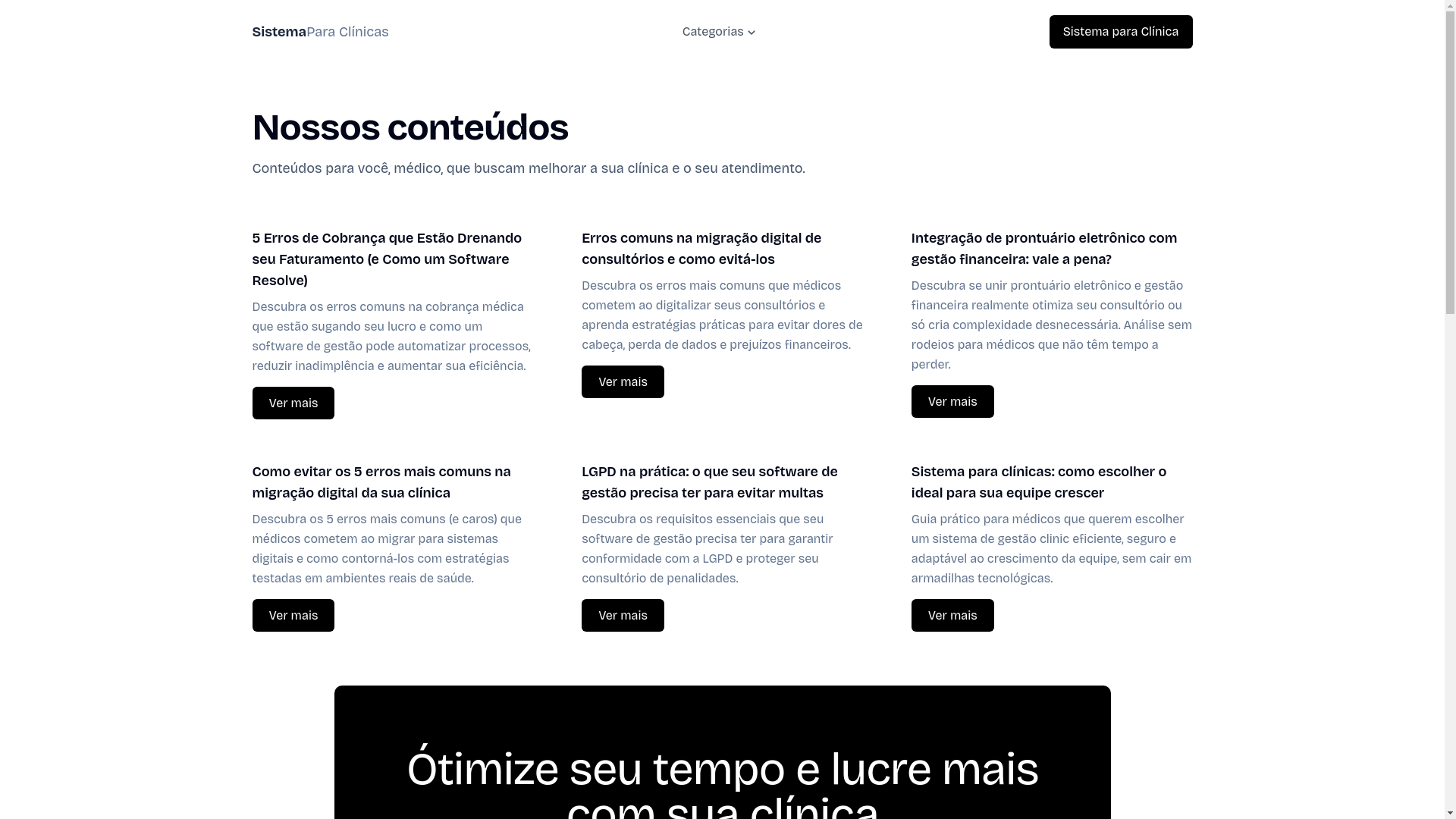 website screenshot of https://sistemaparaclinicas.com.br/