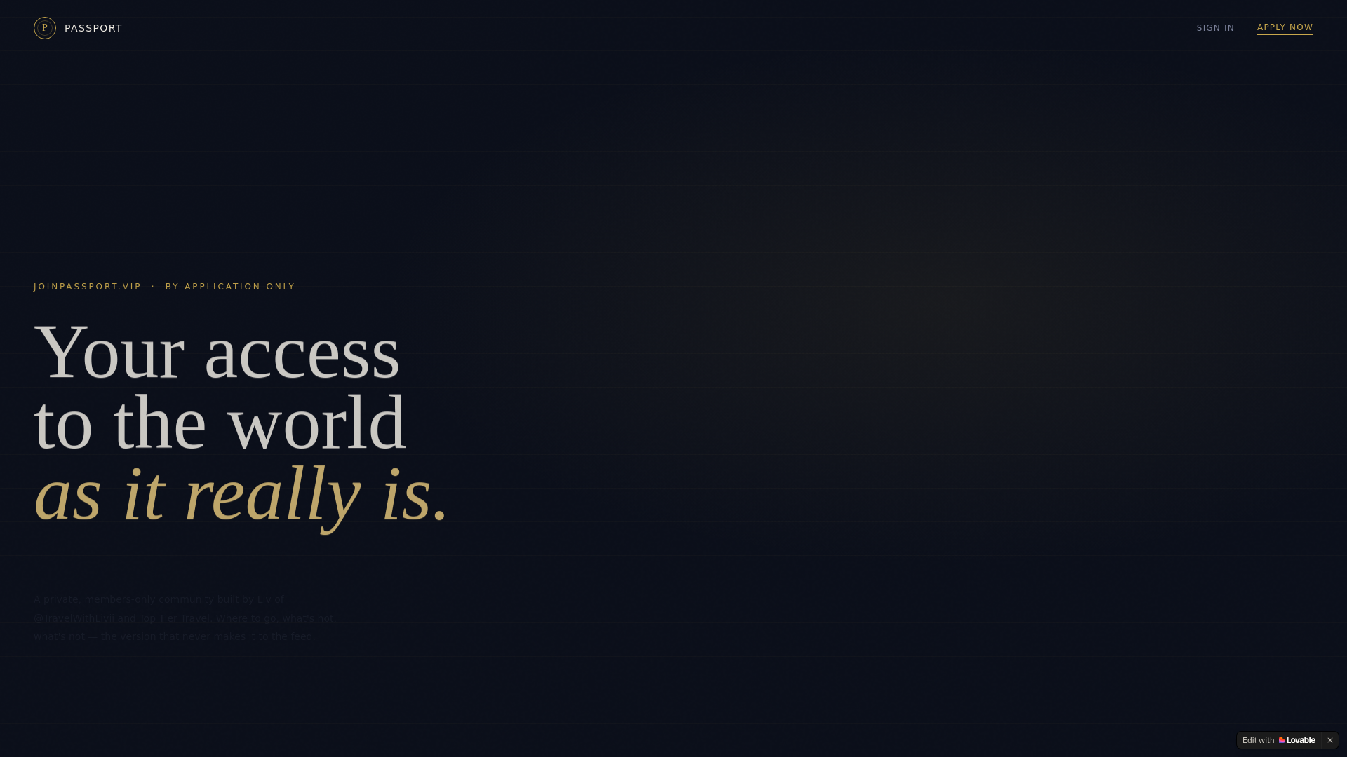 website screenshot of https://joinpassport.vip/