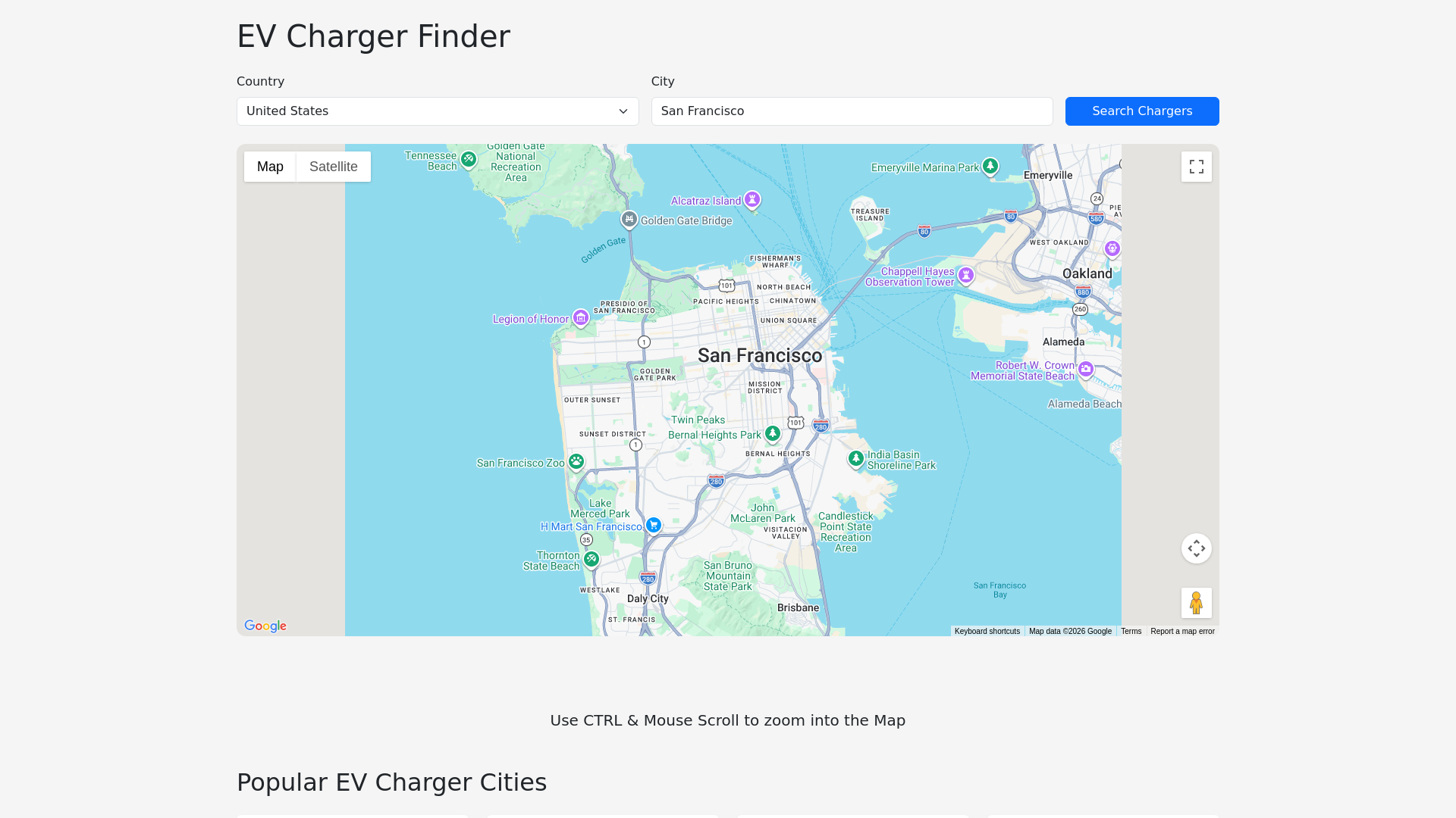 website screenshot of https://evchargerfinder.online/