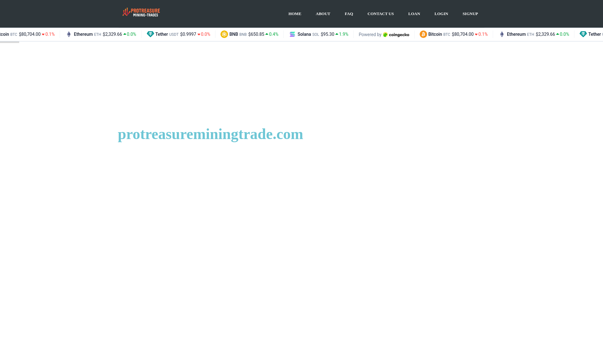 website screenshot of http://www.protreasureminingtrade.com.globalhedgetech.com/