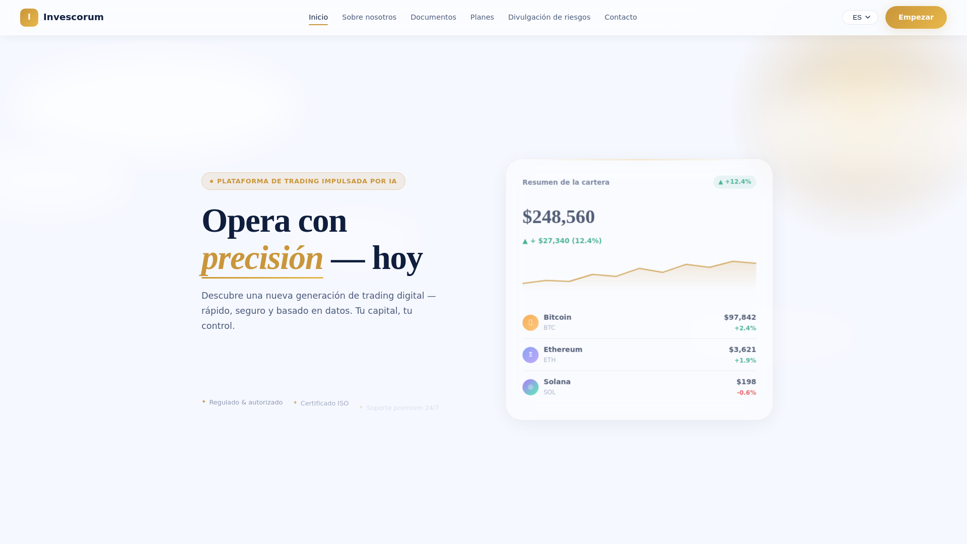website screenshot of https://invescorum-official.es/