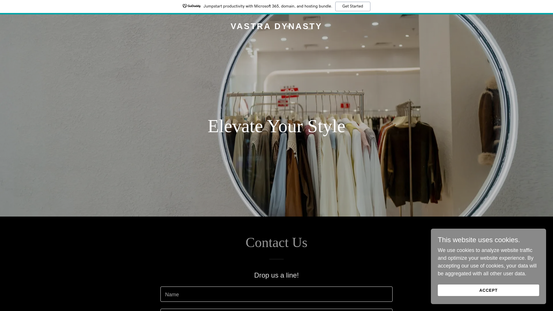 website screenshot of https://vastradynasty.com/