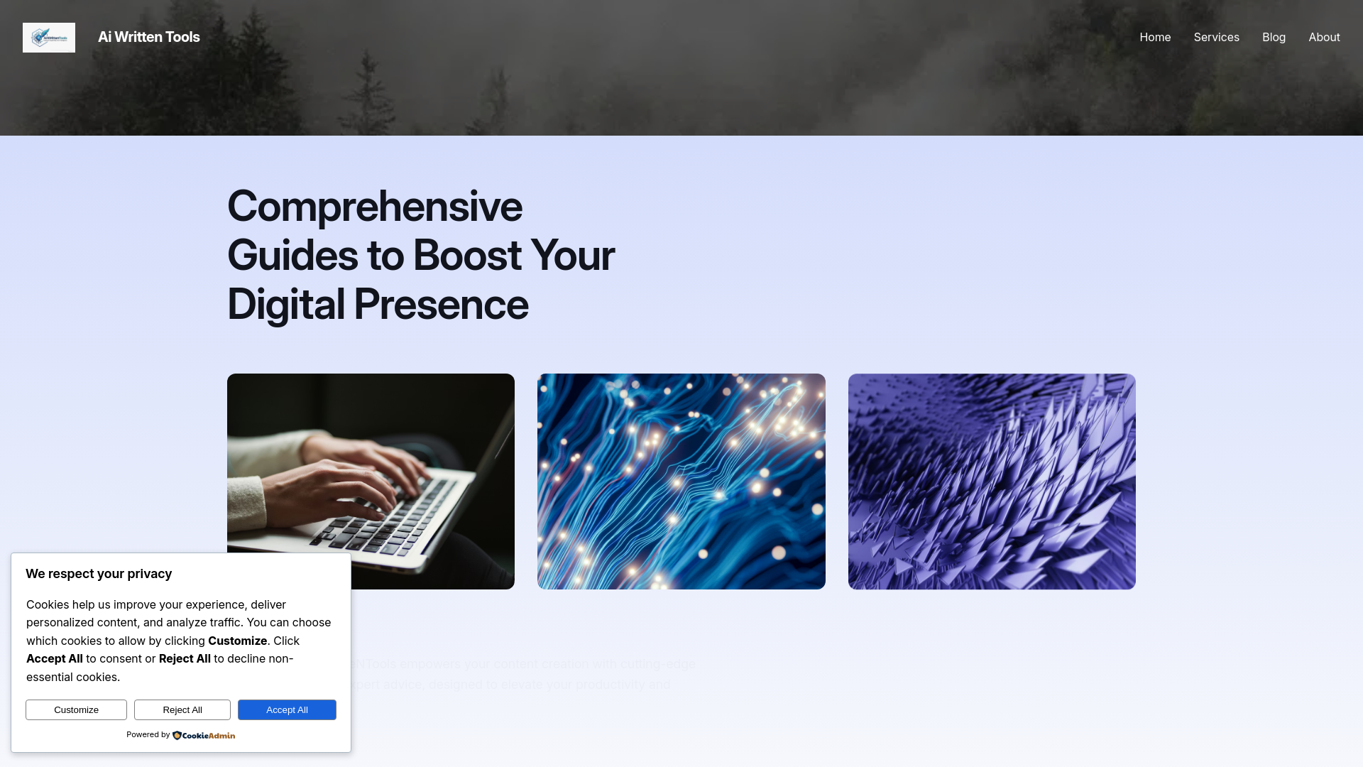 website screenshot of https://aiwrittentools.xyz