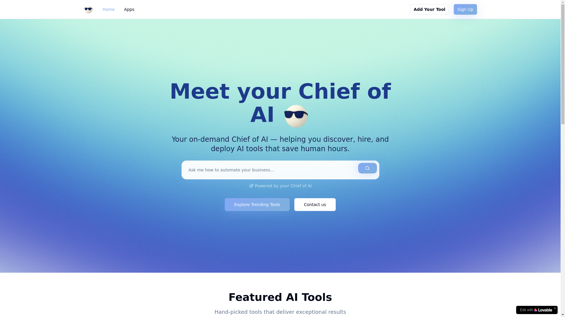 website screenshot of https://chiefofai.app/