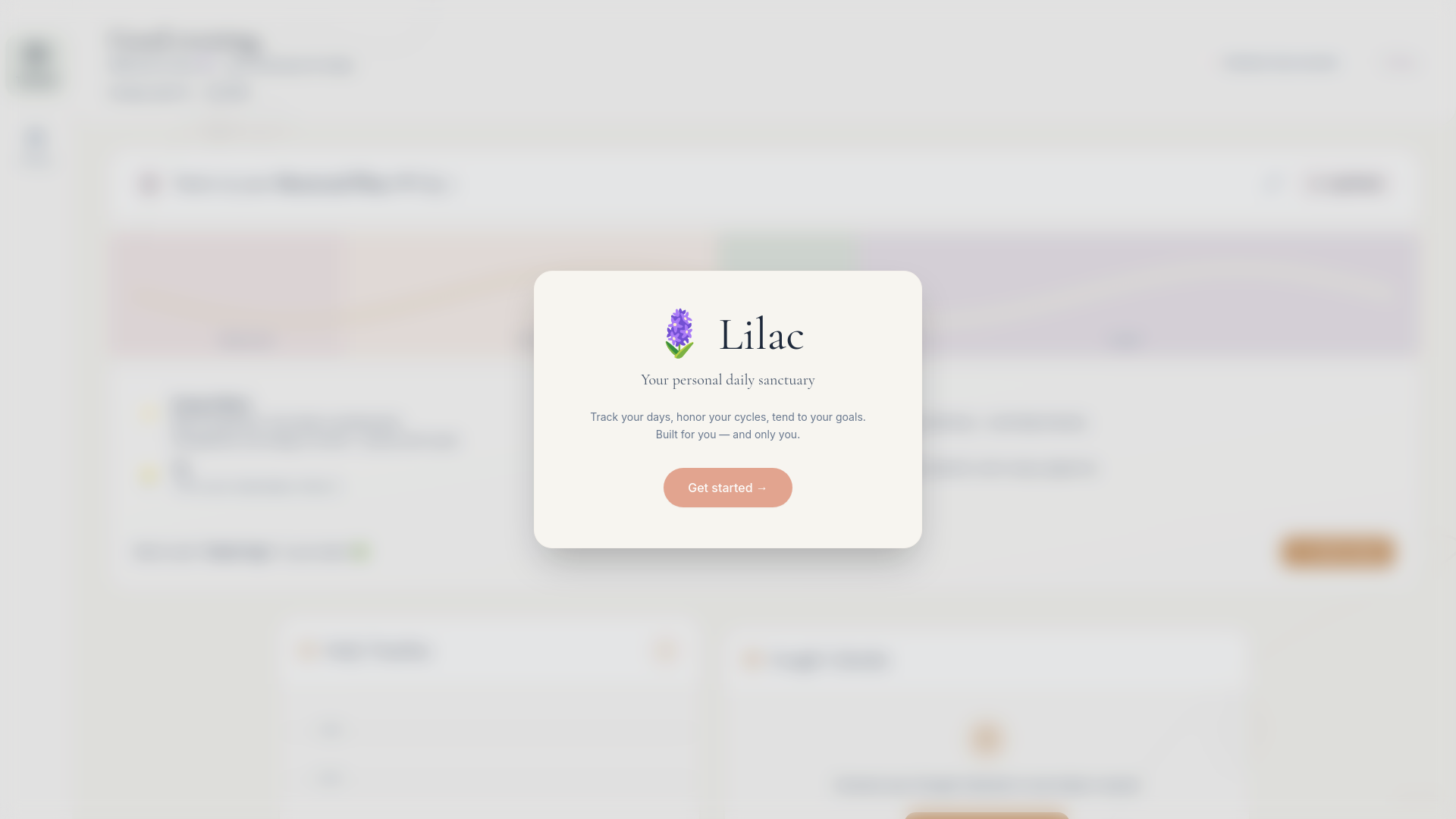 website screenshot of https://projectlilac.app/