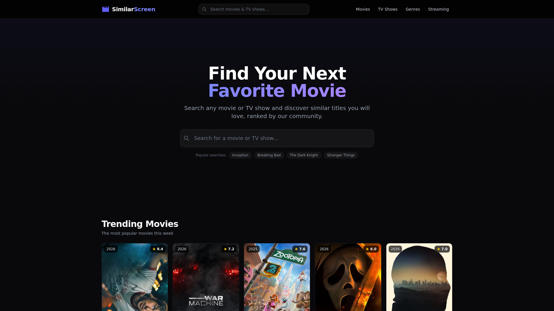 website screenshot of https://similarscreen.com/