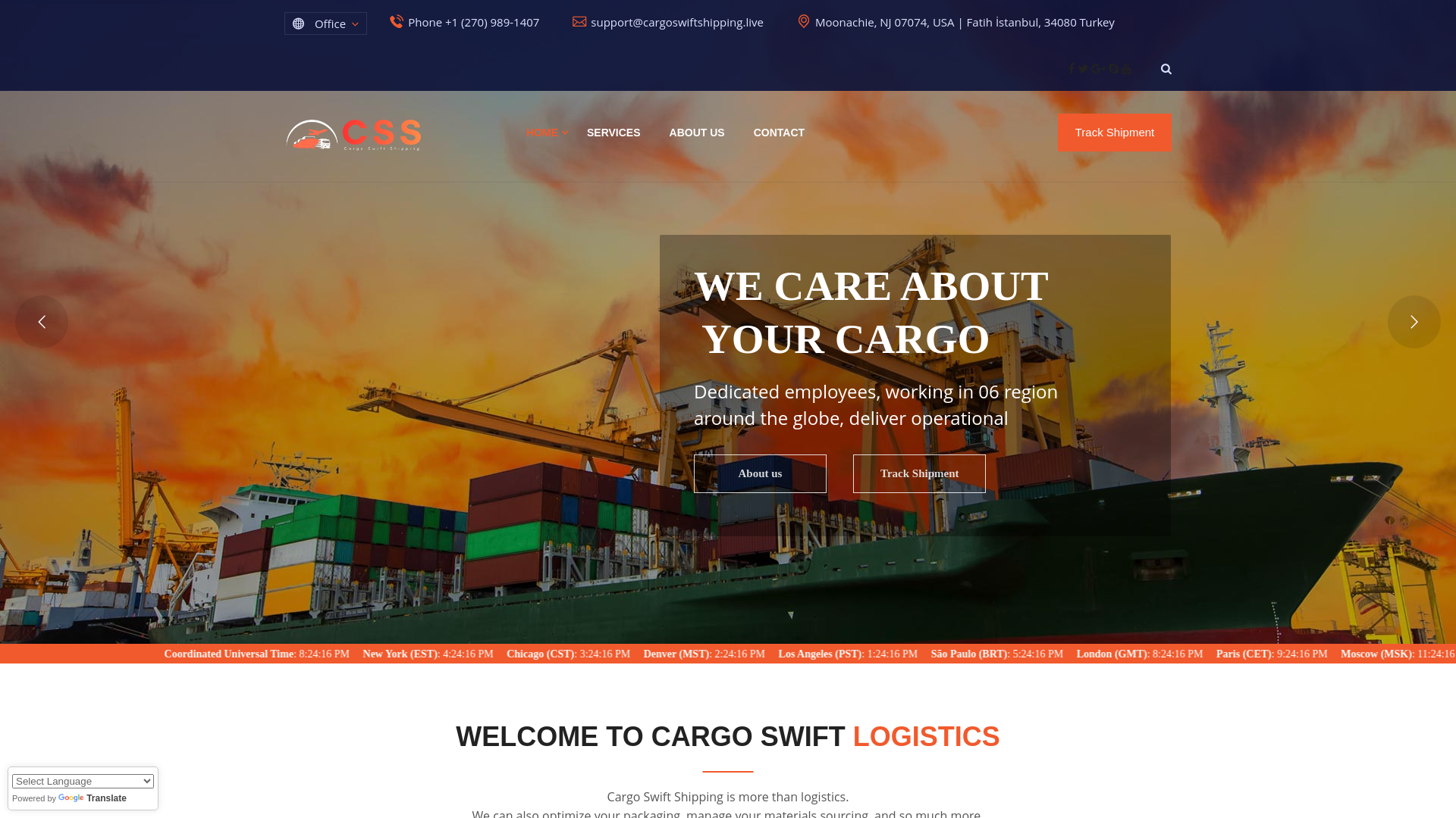 website screenshot of https://cargoswiftshipping.live/