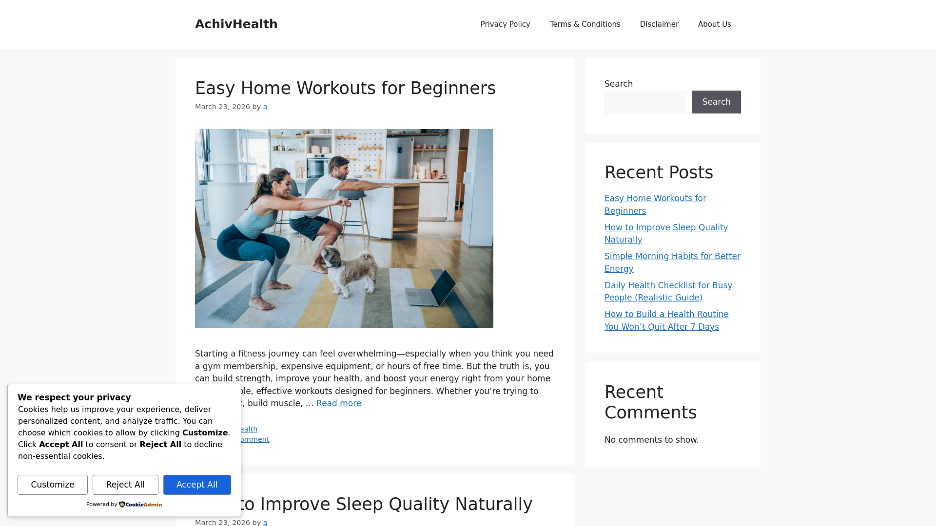 website screenshot of https://achivhealth.com/