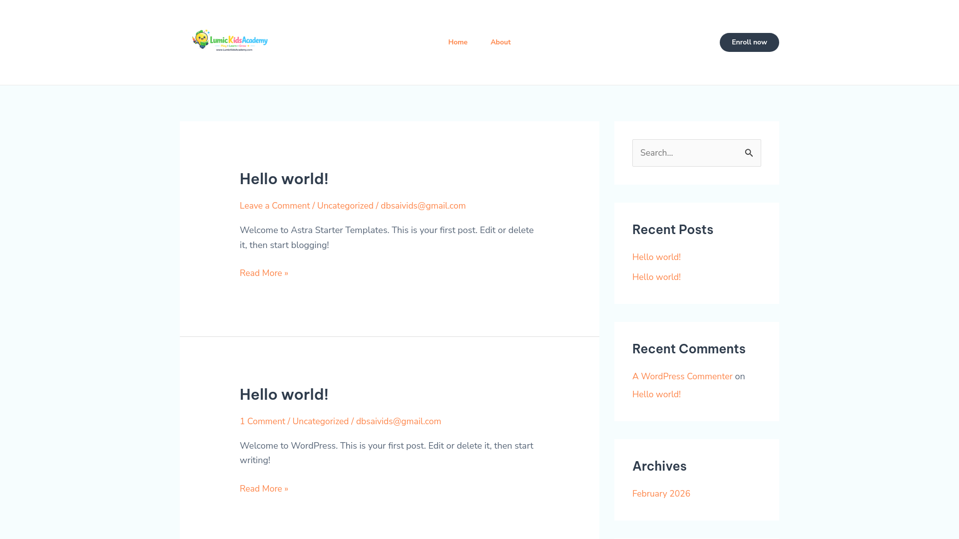 website screenshot of https://lumickidsacademy.com/