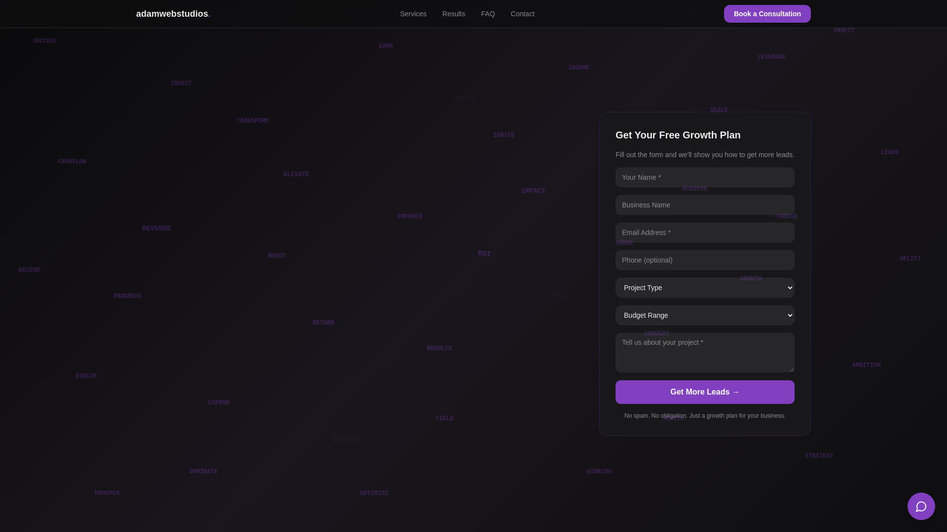 website screenshot of https://adamwebstudio.com/