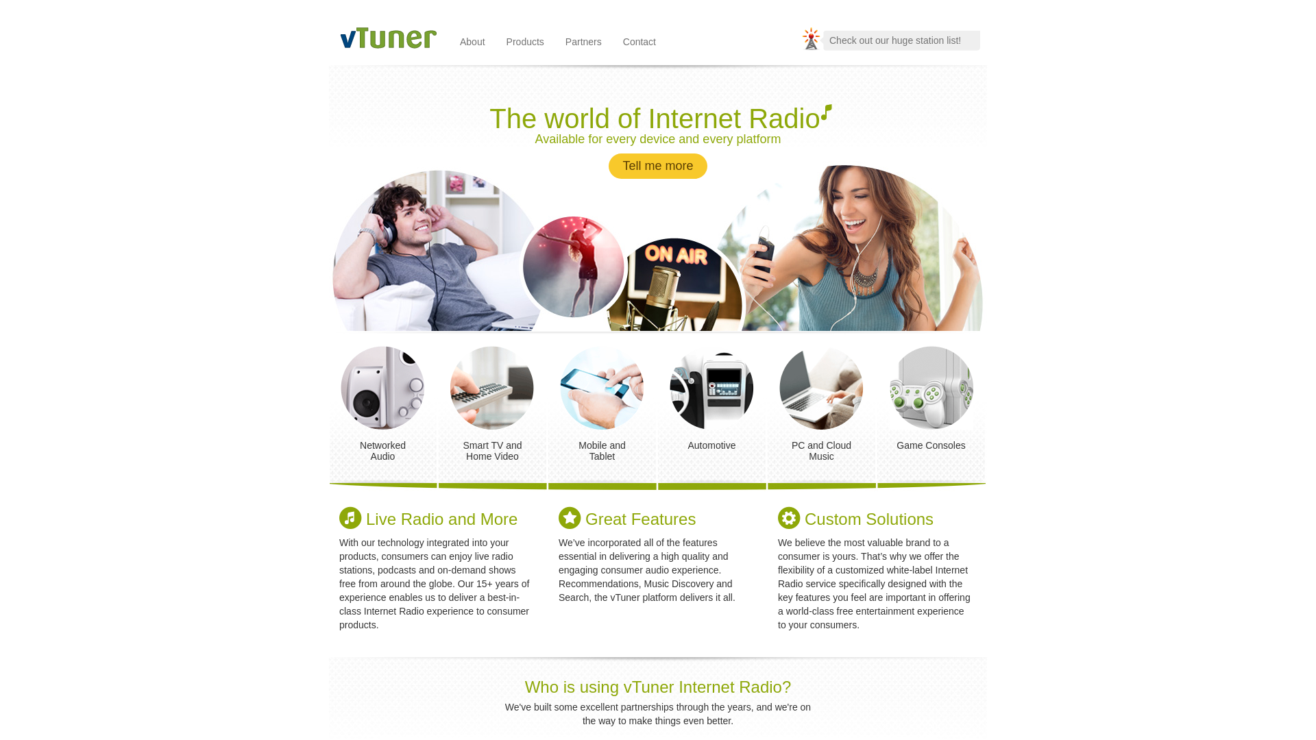 website screenshot of https://vtuner.com