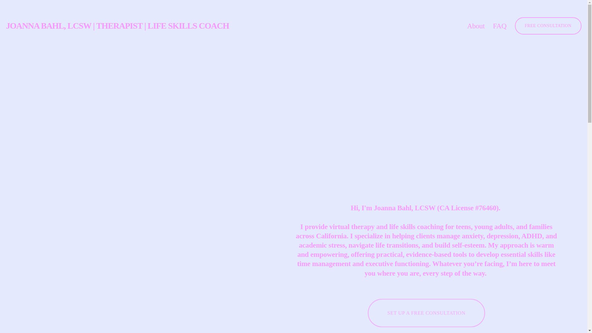 website screenshot of https://joannabahltherapy.com/