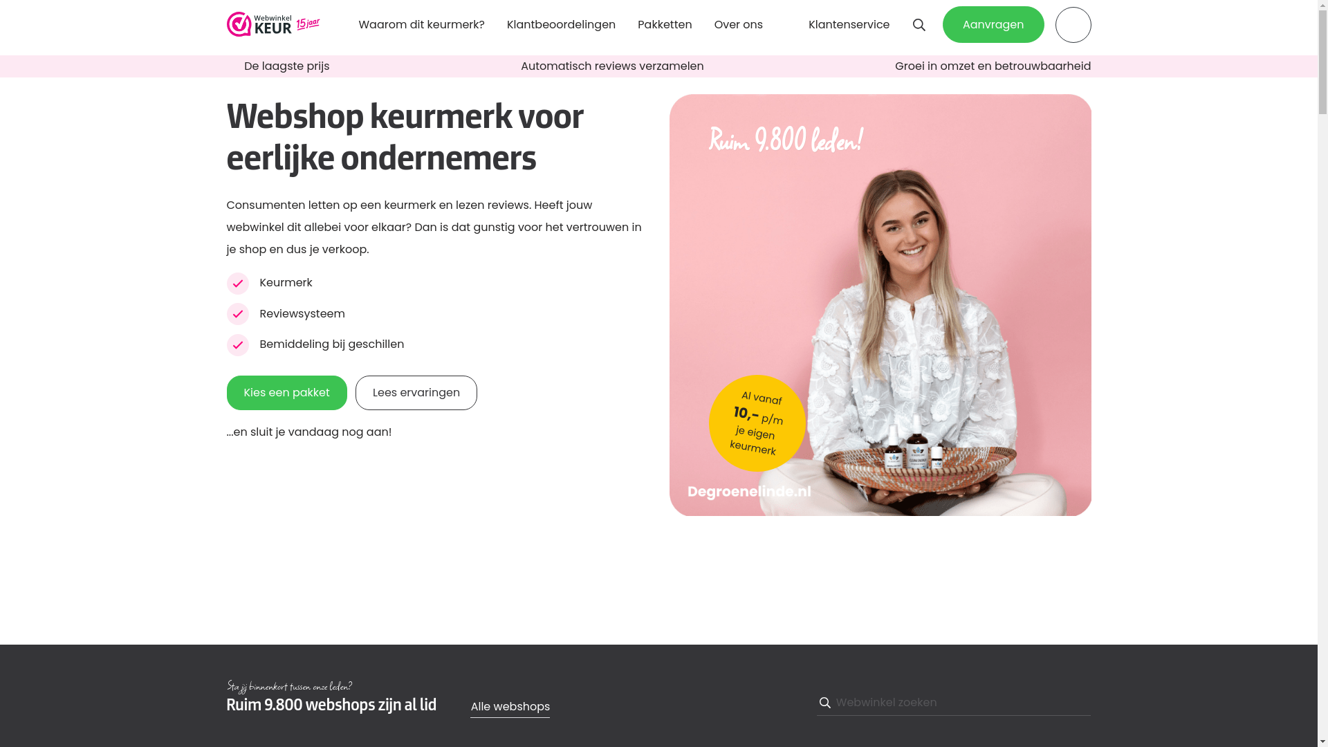 website screenshot of https://thewebwinkelkeur.com/