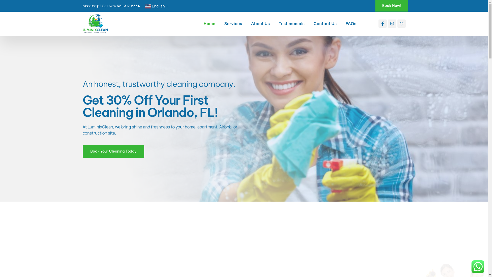 website screenshot of https://luminix-cleans.com/