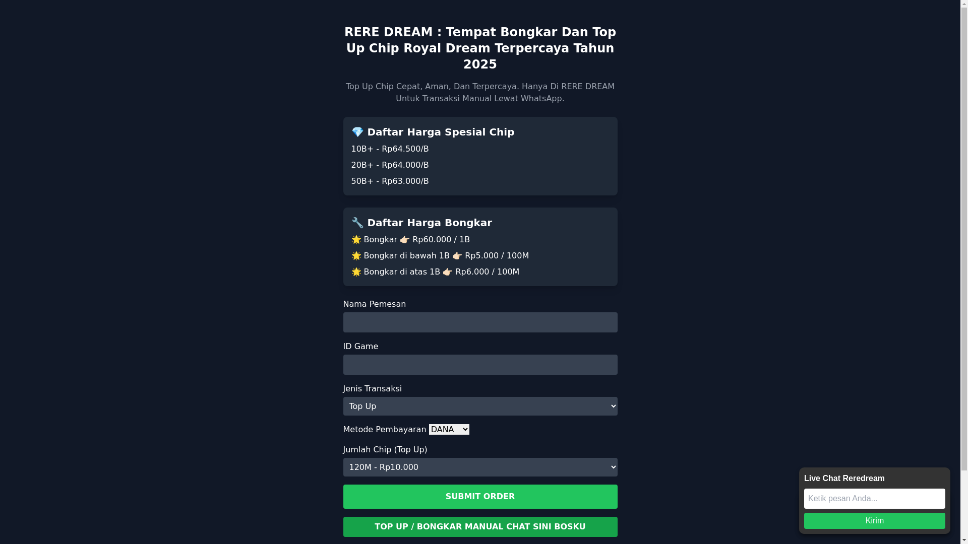 website screenshot of https://topupreredreamterpercaya.pages.dev/