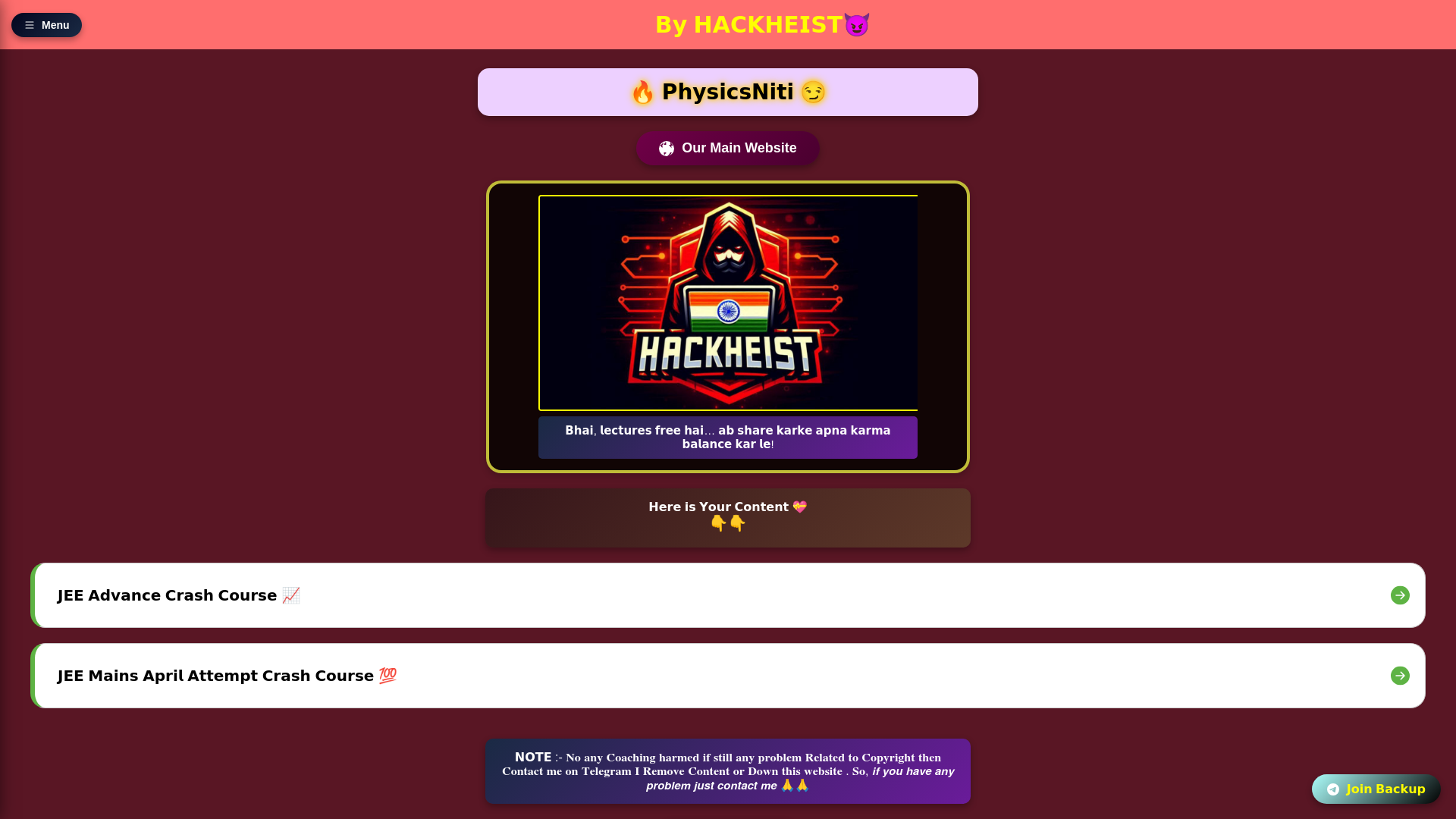 website screenshot of https://physicsniti-op.pages.dev/