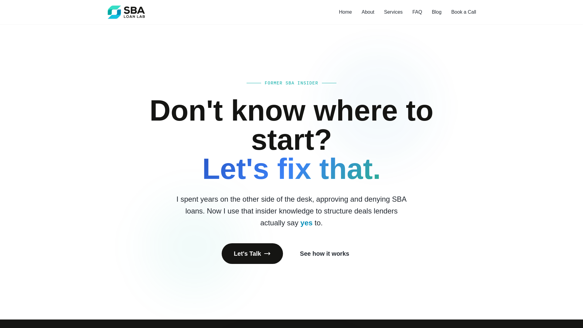 website screenshot of https://sbaloanlabbench.info/