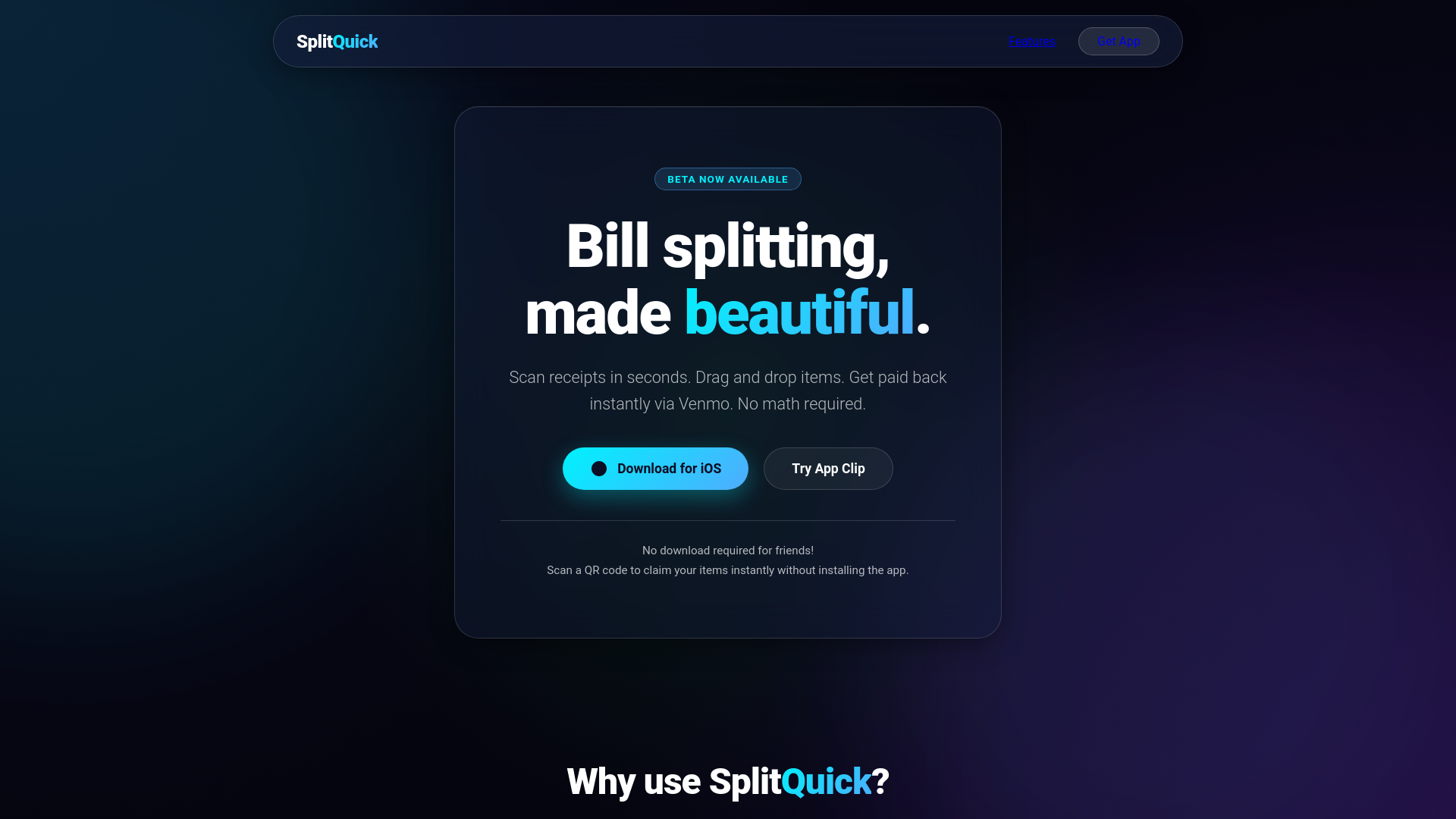 website screenshot of https://splitquick.pro/