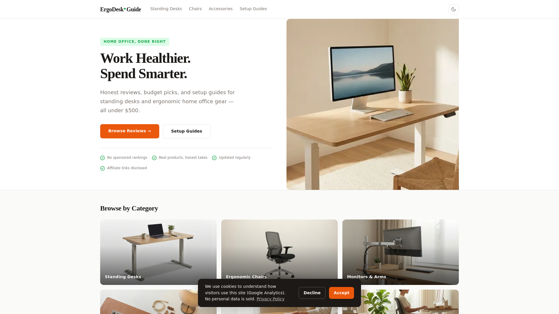 website screenshot of https://ergodesk.guide