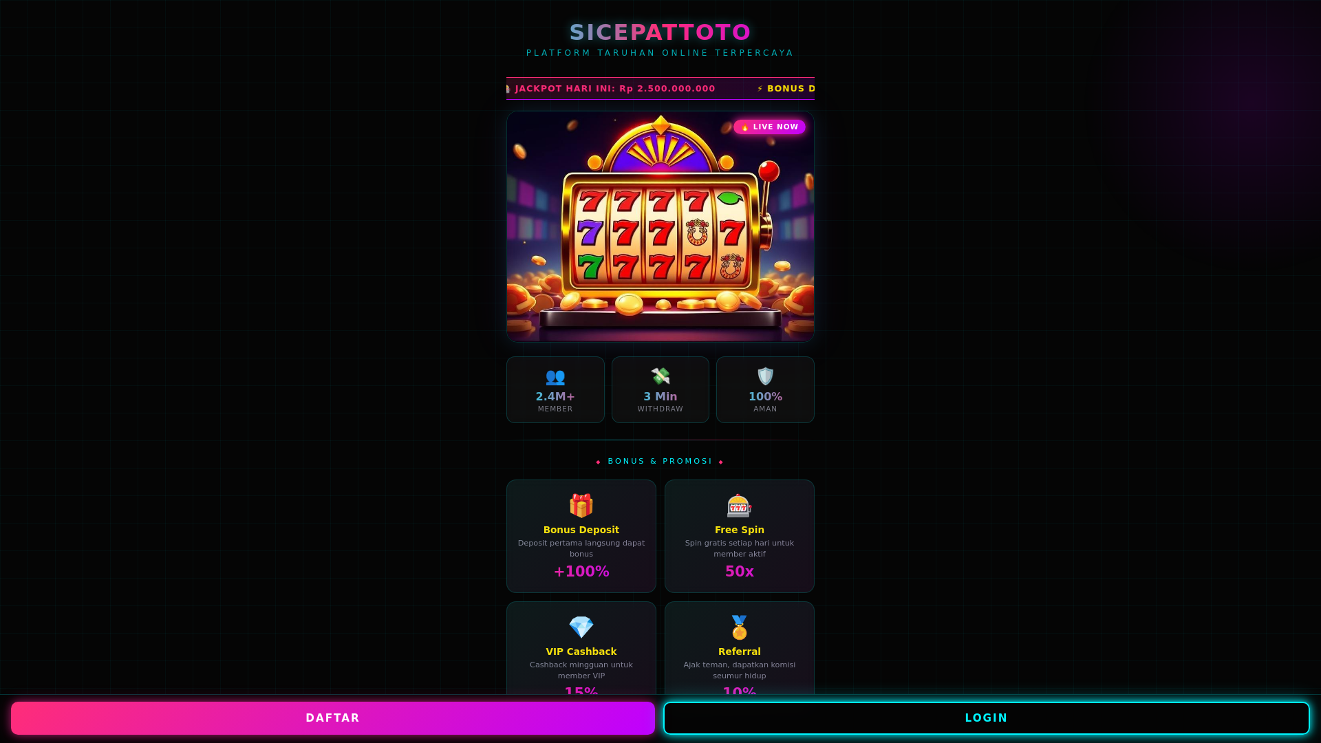 website screenshot of https://sicepattoto-login.pages.dev/