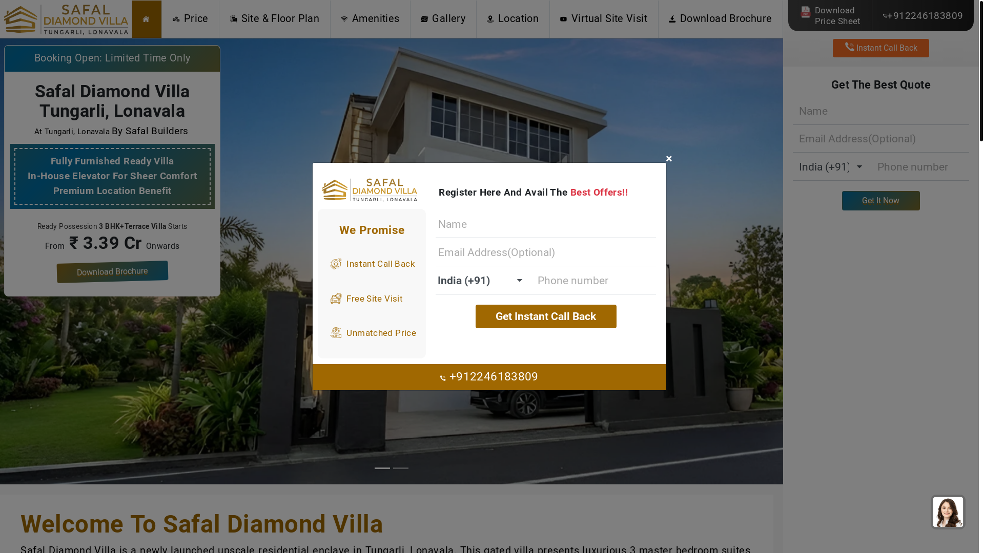 website screenshot of https://safaldiamondvilla.com/
