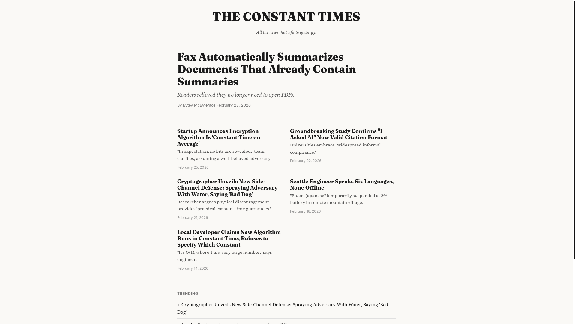 website screenshot of https://constanttimes.org/