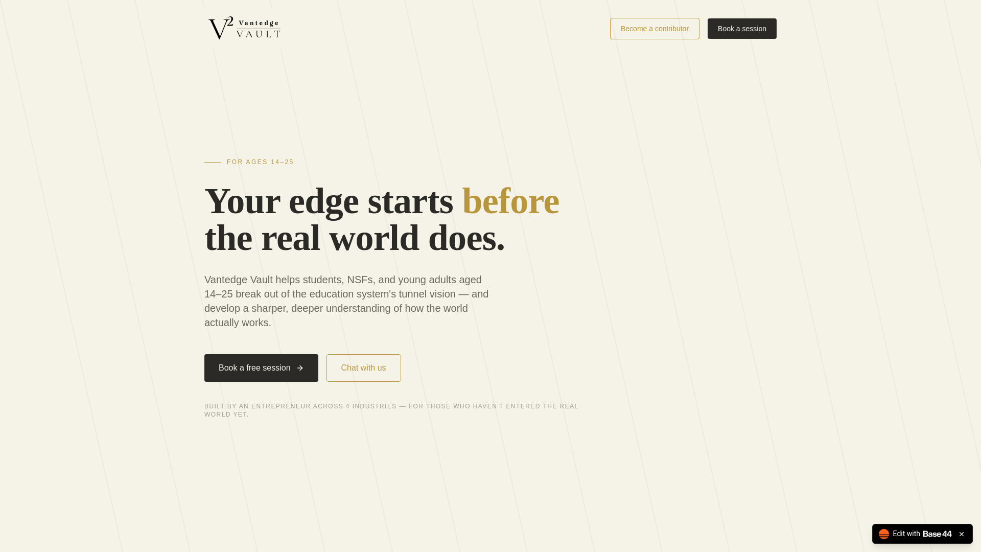 website screenshot of https://vantedgevault.org