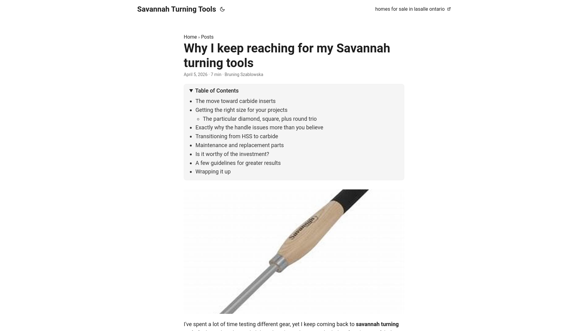 website screenshot of https://savannah-turning-tools.pages.dev/