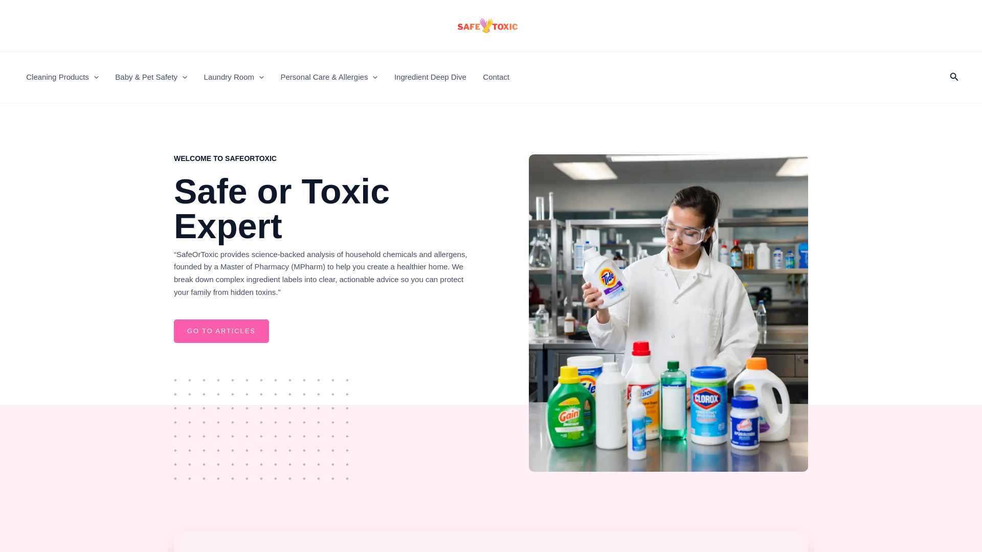 website screenshot of https://safeortoxic.com/