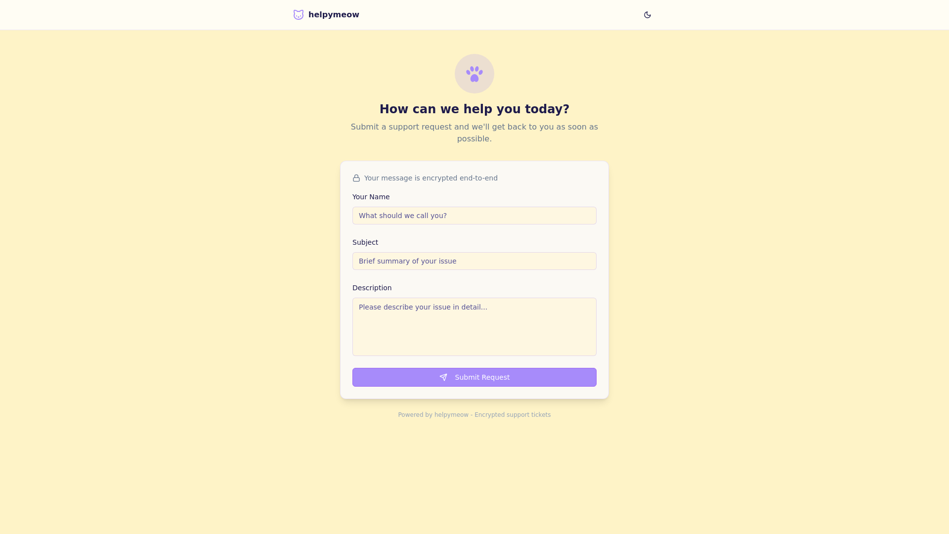 website screenshot of https://helpymeow.com/