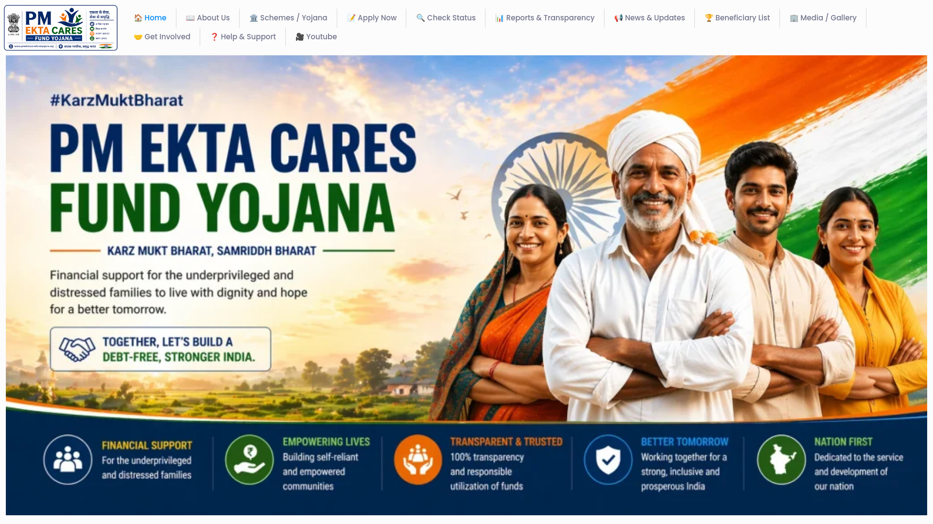 website screenshot of https://ektacaresfoundation.org/