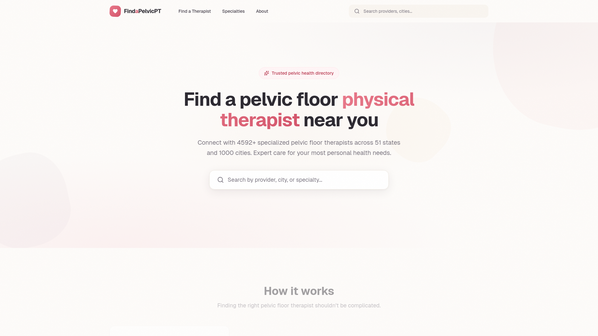 website screenshot of https://pelvicfloorphysicaltherapistnearme.com
