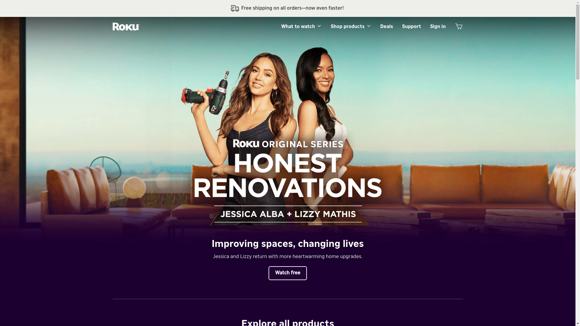 website screenshot of https://roku.com