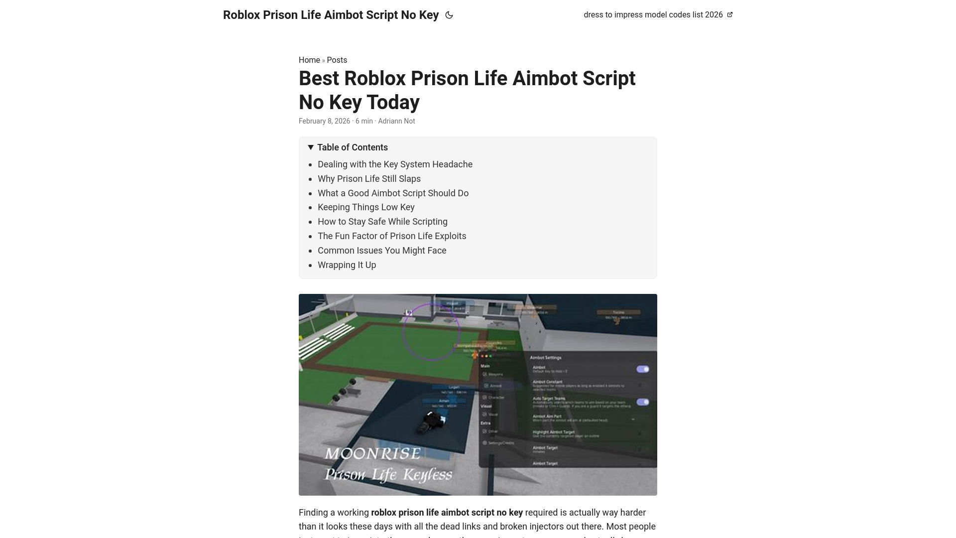 website screenshot of https://roblox-prison-life-aimbot-script-no-key.pages.dev/
